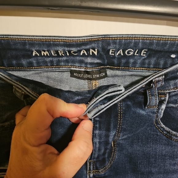 Women's Size 0 Short American Eagle Next Level Stretch Jegging Blue Denim Jeans - Picture 4 of 10